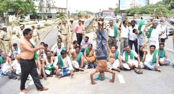 Farmers protest in Mandya too: Warning of violent struggle